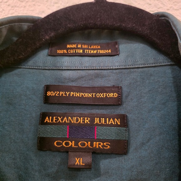 Alexander Julian Colours Mens XL Teal Green Pinpoint Oxford Button Down Shirt - Picture 2 of 9